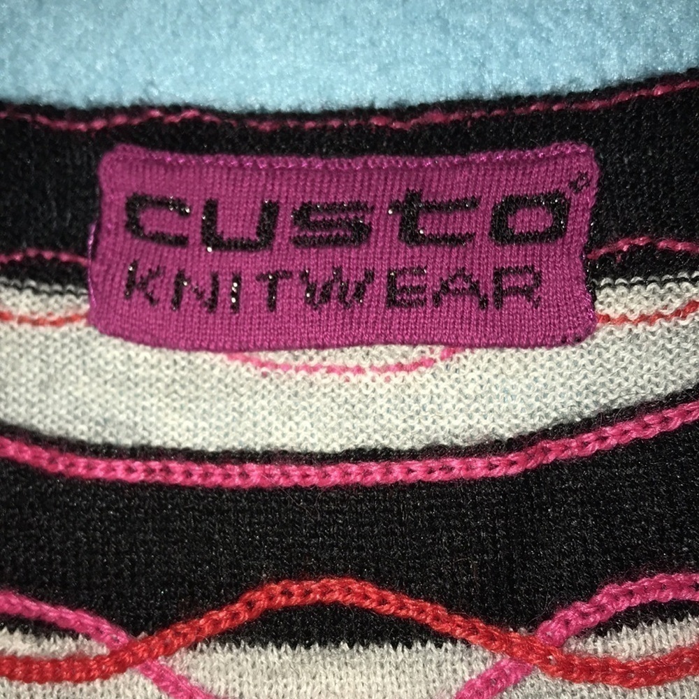CUSTO knitwear bold stripes bell sleeves vintage soft alpaca sweater NEW size S - Picture 4 of 9